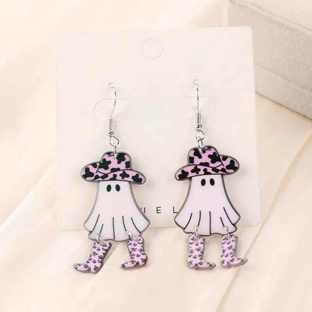 Spooky leopard cowgirl ghost Earrings